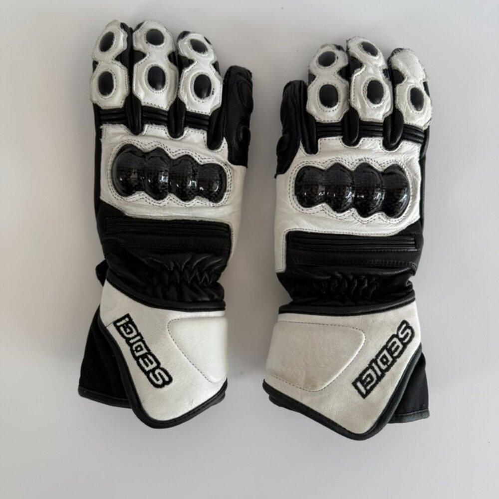 SEDICI Black and White SEDG 35 Women's Padded Motorcycle Gloves  Size Medium